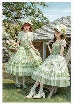 Green Grape - Embroidered Country Lolita OP Dress, Tiered JSK and Accessories - image 9
