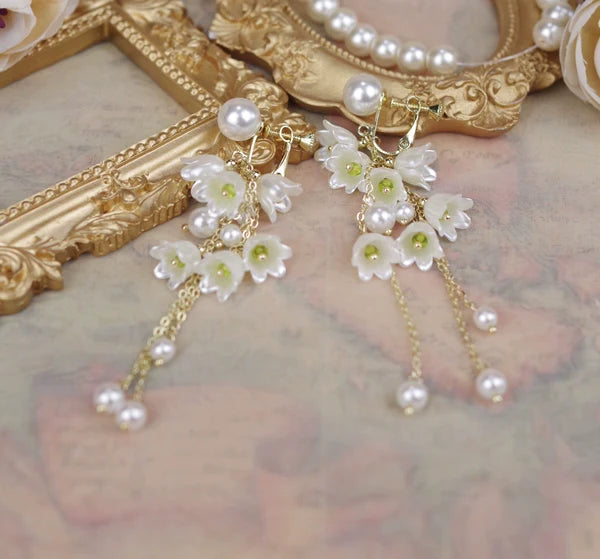 Lily Miss - Elegant Lolita Pearl Necklace and Earrings Set - image 15