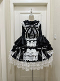Cross Heart Knot - Sweet Lolita JSK Suit Tiered Ruffles Dress with Lace Blouse - image 15