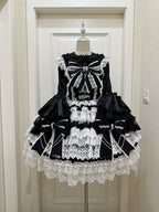 Cross Heart Knot - Sweet Lolita JSK Suit Tiered Ruffles Dress with Lace Blouse - image 15
