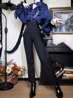 Earl of Drooping Wings - Ouji Lolita Flared Pants, Batwing Decoration - image 11