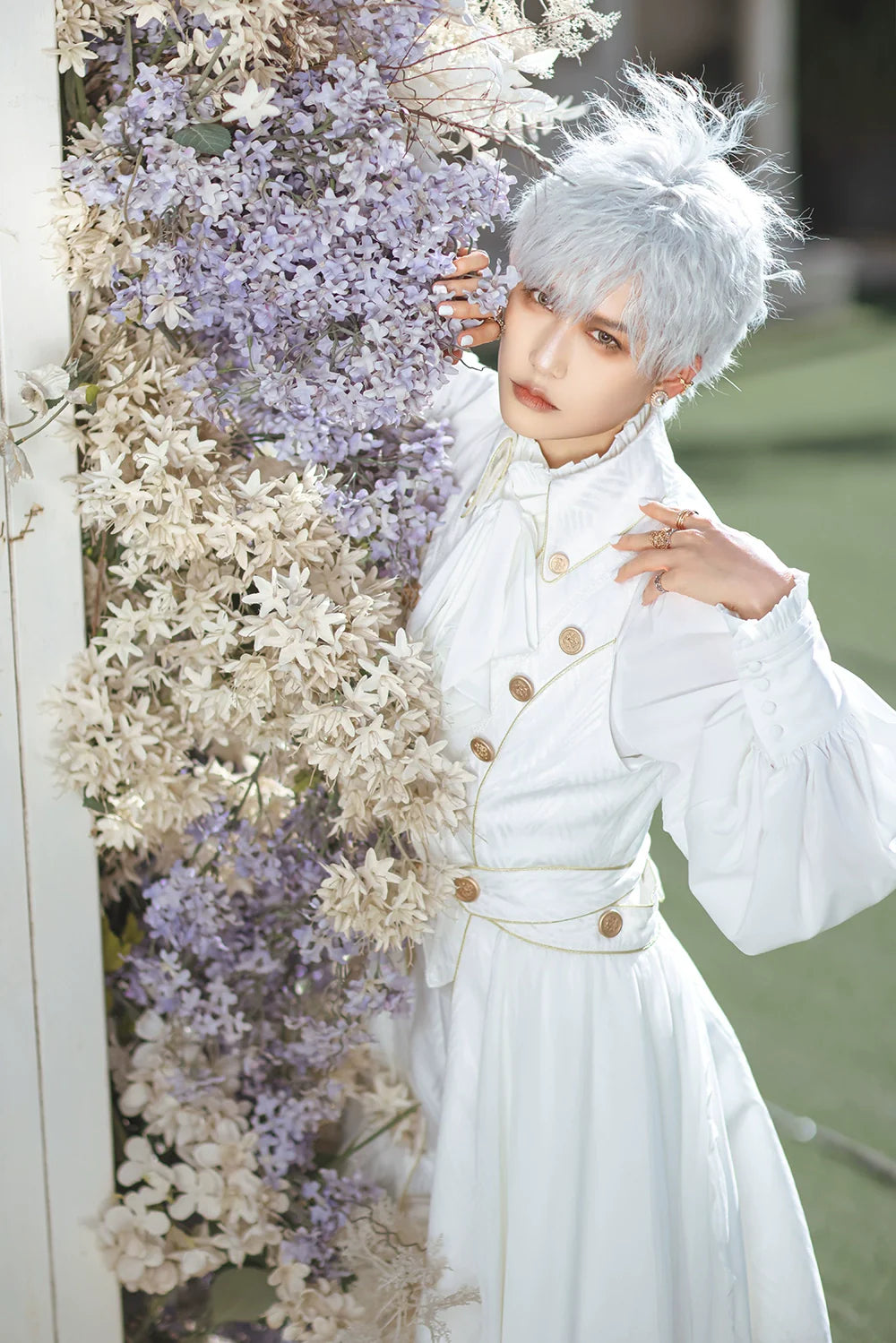 Snow Shadow - Long Sleeveless Ouji Lolita Coat - image 4