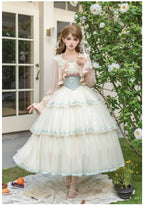 Sea Salt Soda - Classic Lolita Adjustable Corset JSK Dress, Tiered Tulle Hem - image 6