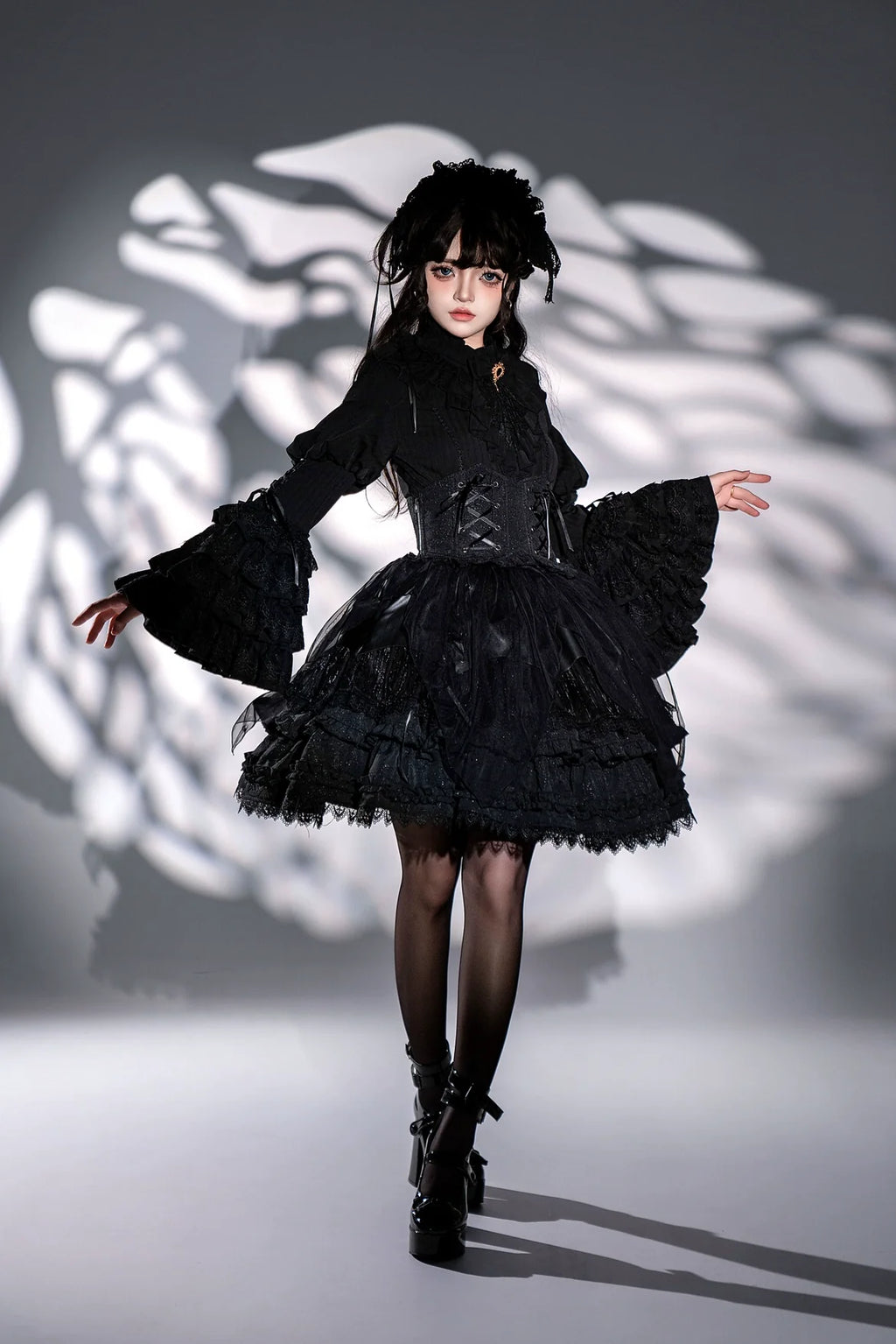 Good and Evil Angel - Gothic Lolita SK Set Retro Princess Sleeve Blouse - image 7