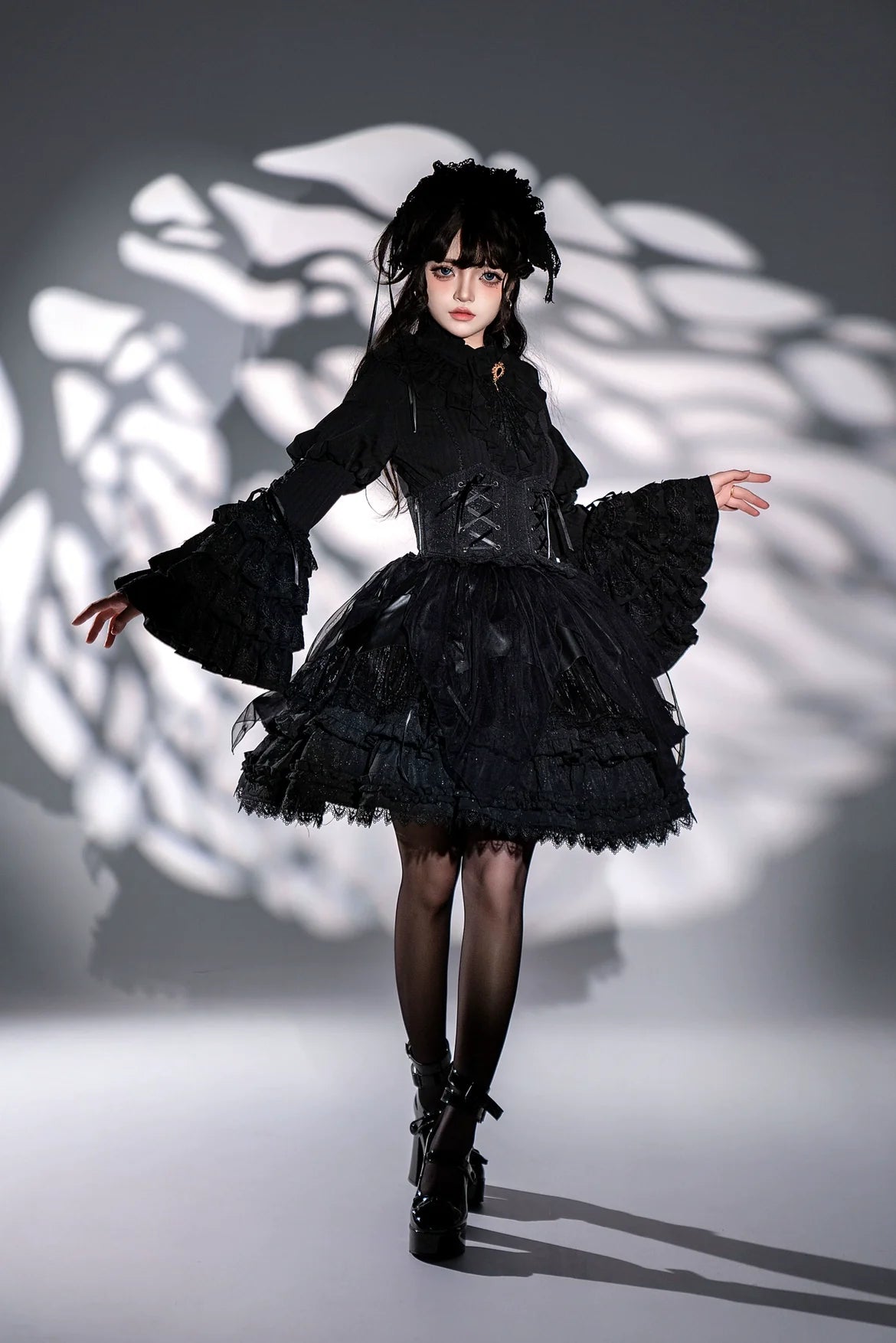 Good and Evil Angel - Gothic Lolita SK Set Retro Princess Sleeve Blouse - image 7