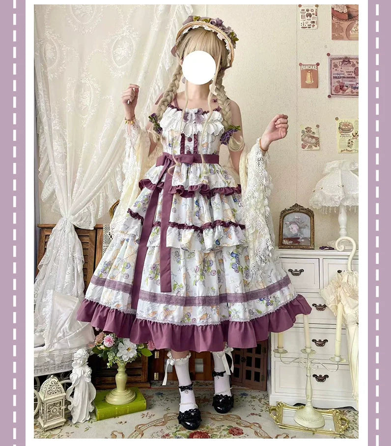 Blueberry Midsummer - Country Lolita Tiered JSK, Blueberry Print - image 9