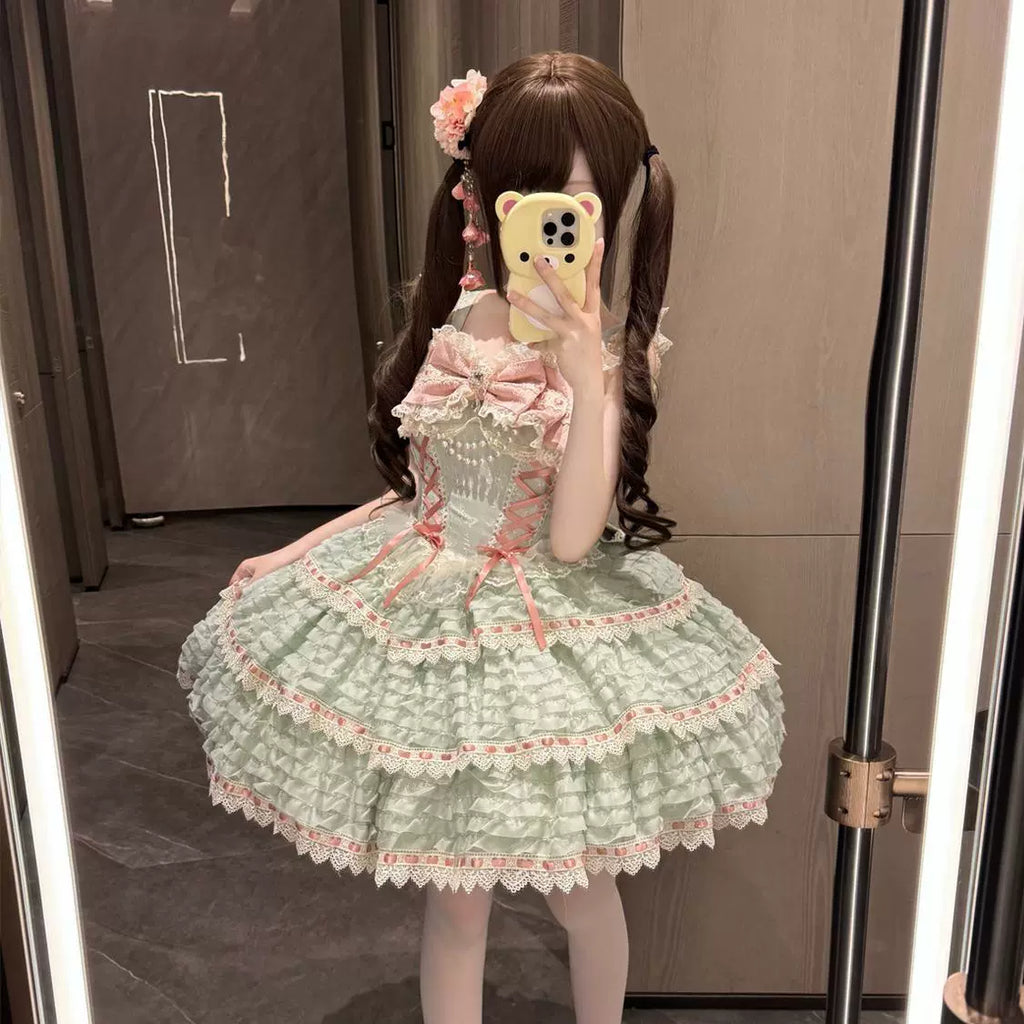 Floral Elegy - Sweet Lolita JSK Dress, Tiered Hem - image 26