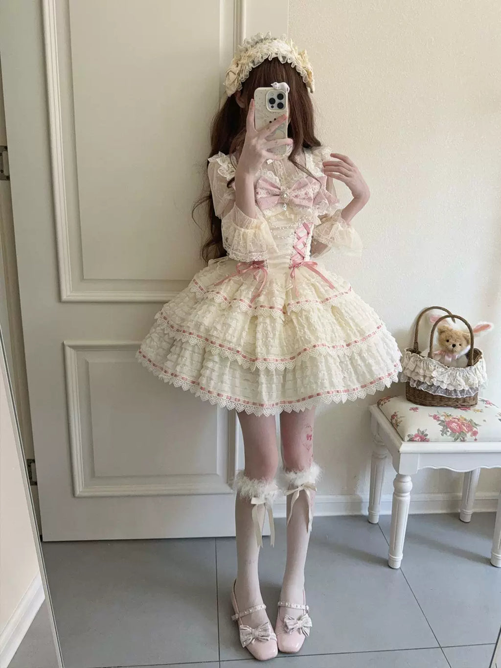 Floral Elegy - Sweet Lolita JSK Dress, Tiered Hem - image 16