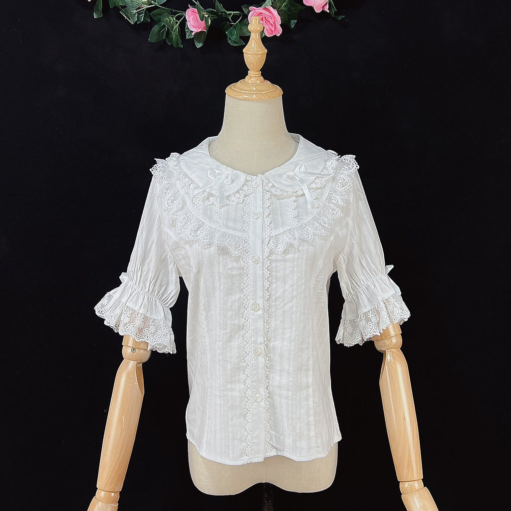 Summer Short Sleeve Cotton Lolita Blouse - image 11