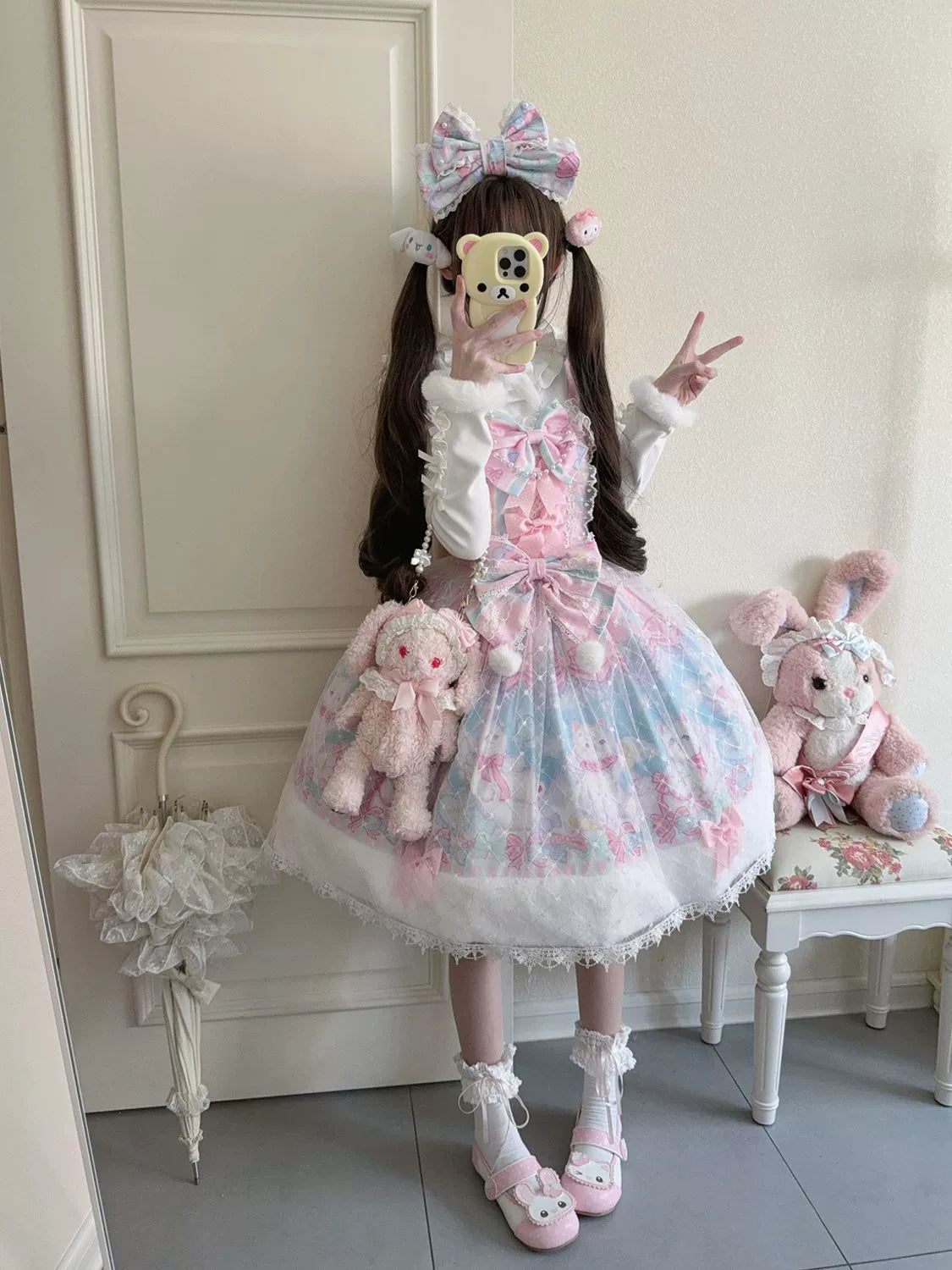 Candy Mary Cat - Fluffy Sweet Lolita JSK Dress, Kitten Print - image 16