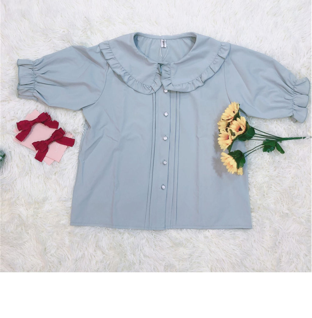 Plus Size Lolita Blouse, Oversized Short Sleeve Shirt - image 5
