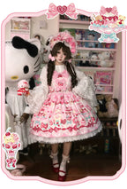 Strawberry Parfait - Strawberry Print Sweet Lolita JSK Dress, Side Pocket and Accessories - image 8
