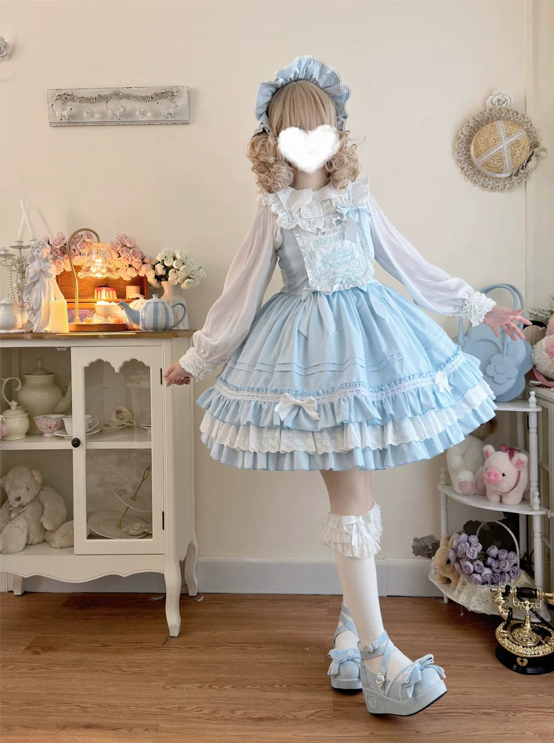 Sweet Bear - Kawaii Lolita JSK Dress Embroidery Flounce Hem - image 21