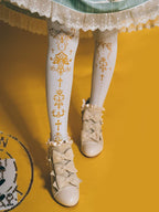 Elegant Lolita Gold Foil Printed Tights - image 6