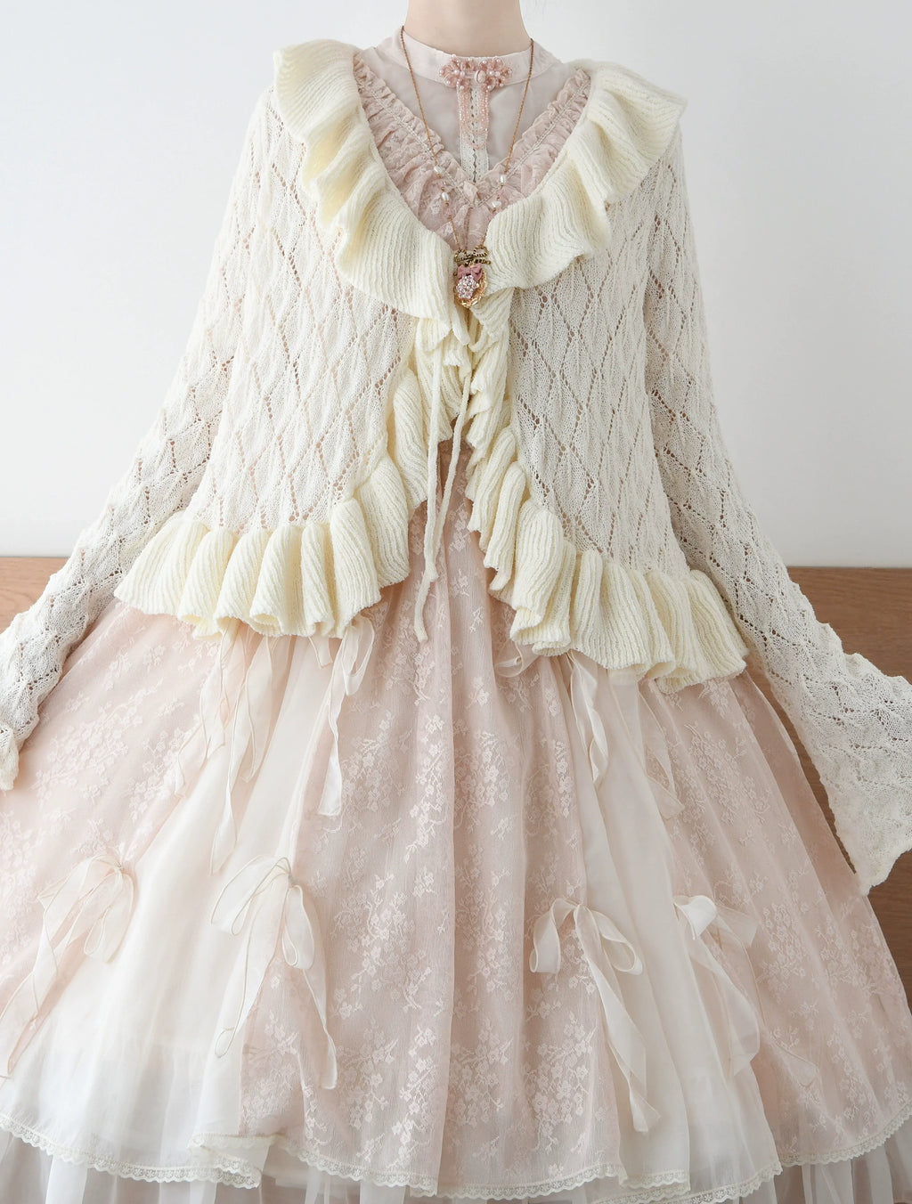 Sunset Bouquet - Elegant Lolita Cardigan, Flounce Hem - image 4