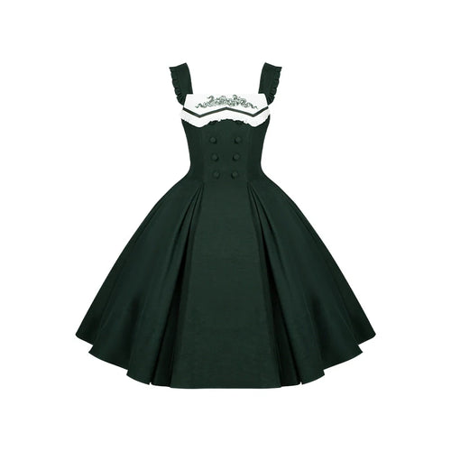 Abyss Clinic - Gothic Lolita Green Dress Set, Embroidery Accent - image 38