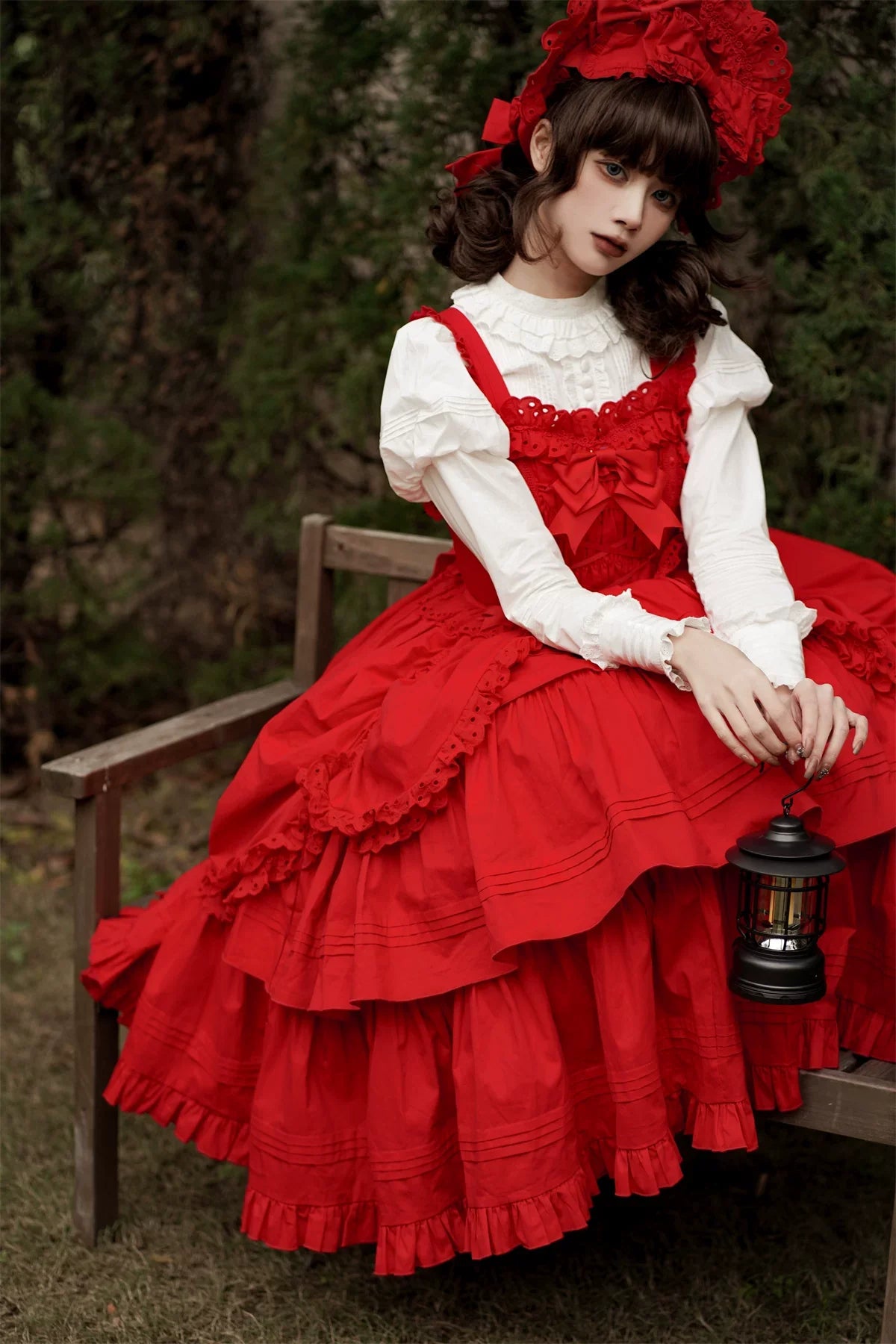Cotton Gothic Lolita Long JSK, Drawn-up Hem - image 26