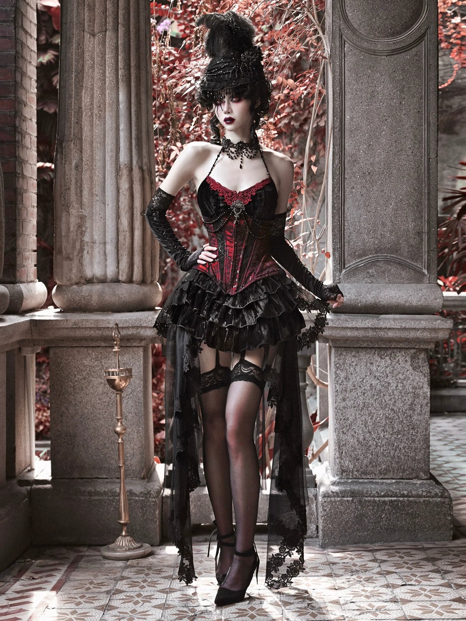 Duchess - Velvet Gothic Lolita Dress, Corset & Skirt - image 3