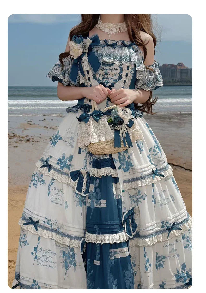Mulberry Poetry Collection - Plus Size Lolita Printed Top & Skirt Set with Embroidery - image 20