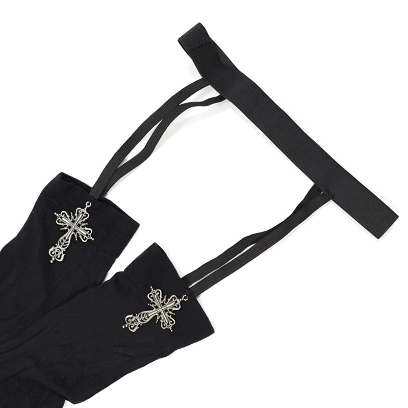 Wuxiaoliu Velvet Lolita Garter Stockings with Cross Pendants - image 9