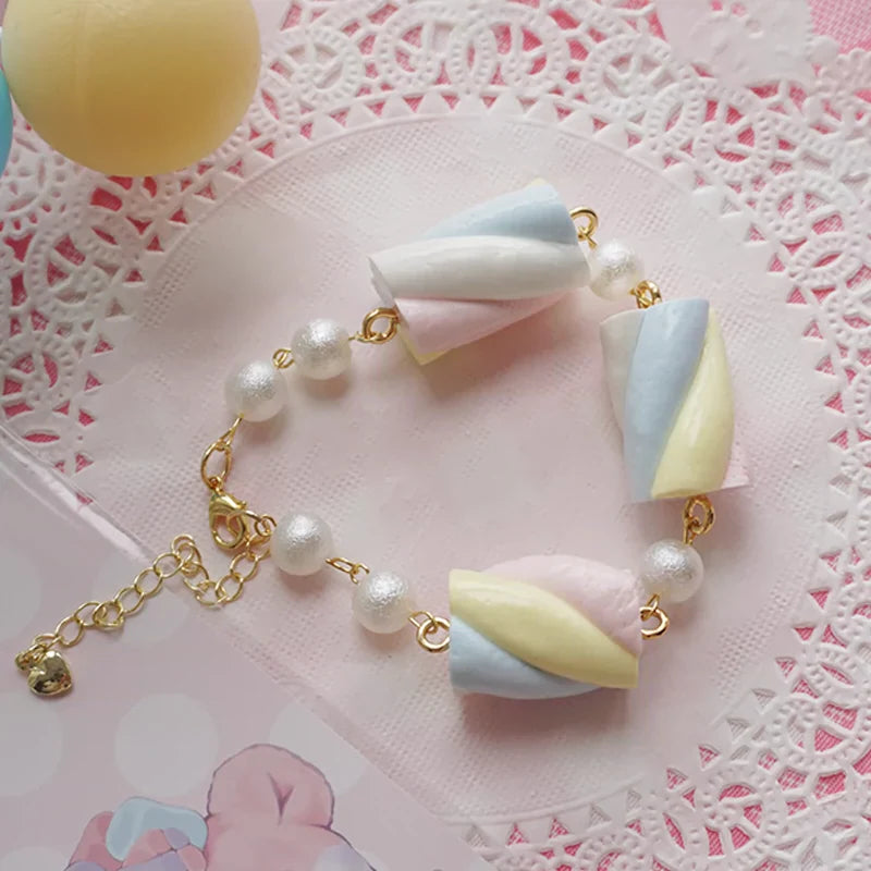 Sweet Lolita Accessories Simulated Cotton Candy Clay Bracelet Necklace - image 8