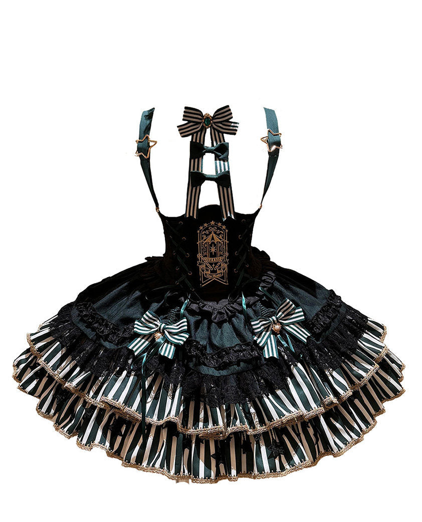 Star Track Academy Stripe Corset Gothic Lolita SK Dress Set - image 25