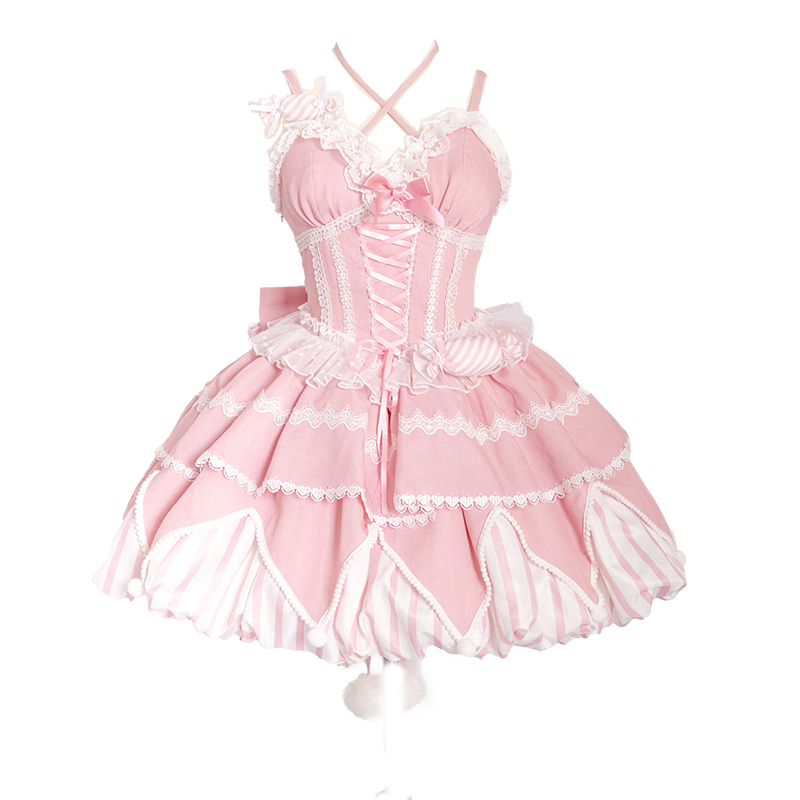 Sweety Gummy - Sweet Lolita JSK Dress Big Bow Flower Bud Lolita Dress - image 5