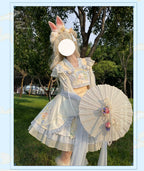 Laurel - Kawaii Han Lolita Jumper Dress Rabbit Print and Accessories - image 4