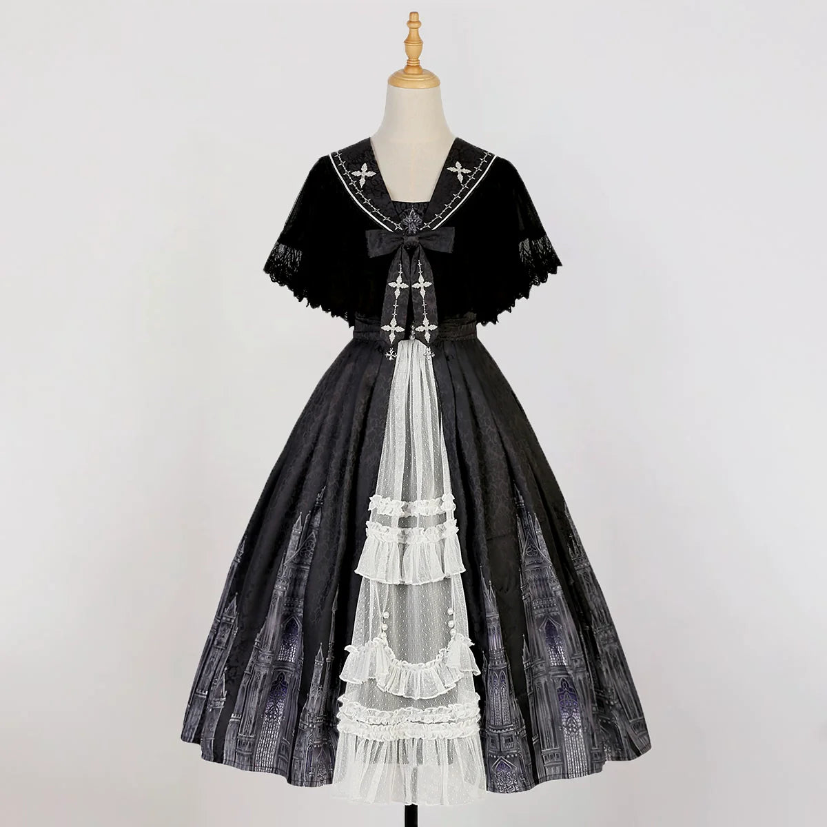 Silent Church - Gothic Lolita JSK Dress Printed Dress Thin Shawl Set - image 28