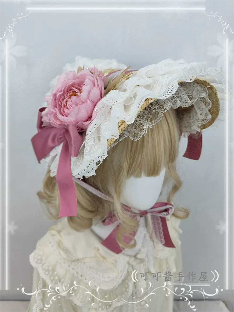 Country Lace Flower Lolita Bonnet, Multicolor - image 28