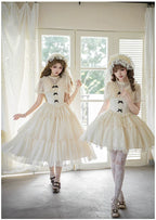 White Mist Promise - Classic Lolita Corset OP Set, Edwardian Collar & Tiered Hem - image 16