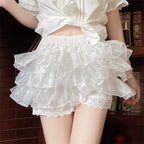 Cotton Lolita Bloomers, Ruffled Hem Cake Safety Shorts - image 6
