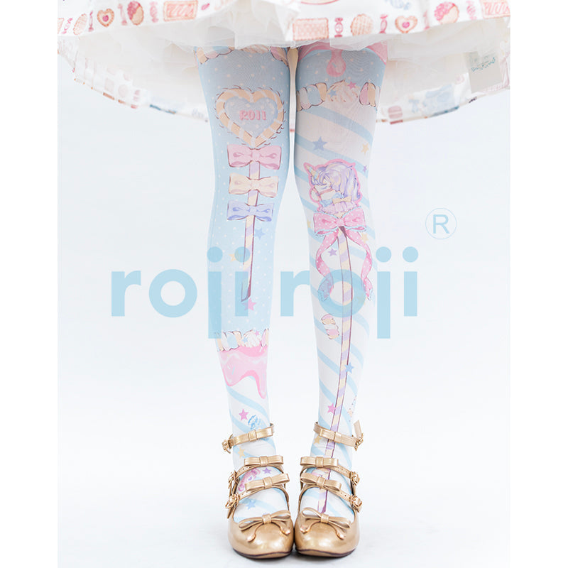 Fairy Kei Sweet Lolita Print Stockings - image 1