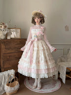 Bloom Lamb - Classic Lolita Embroidered JSK Dress, Tiered Hem - image 9