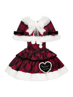 Snow Night Serenade - Fluffy Plaid Kawaii Lolita JSK, Reversible Cape and Accessories - image 43