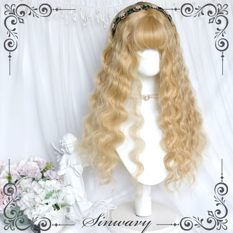 Black Gold Girl - Elegant Lolita Wig Golden Long Curly Hair - image 5