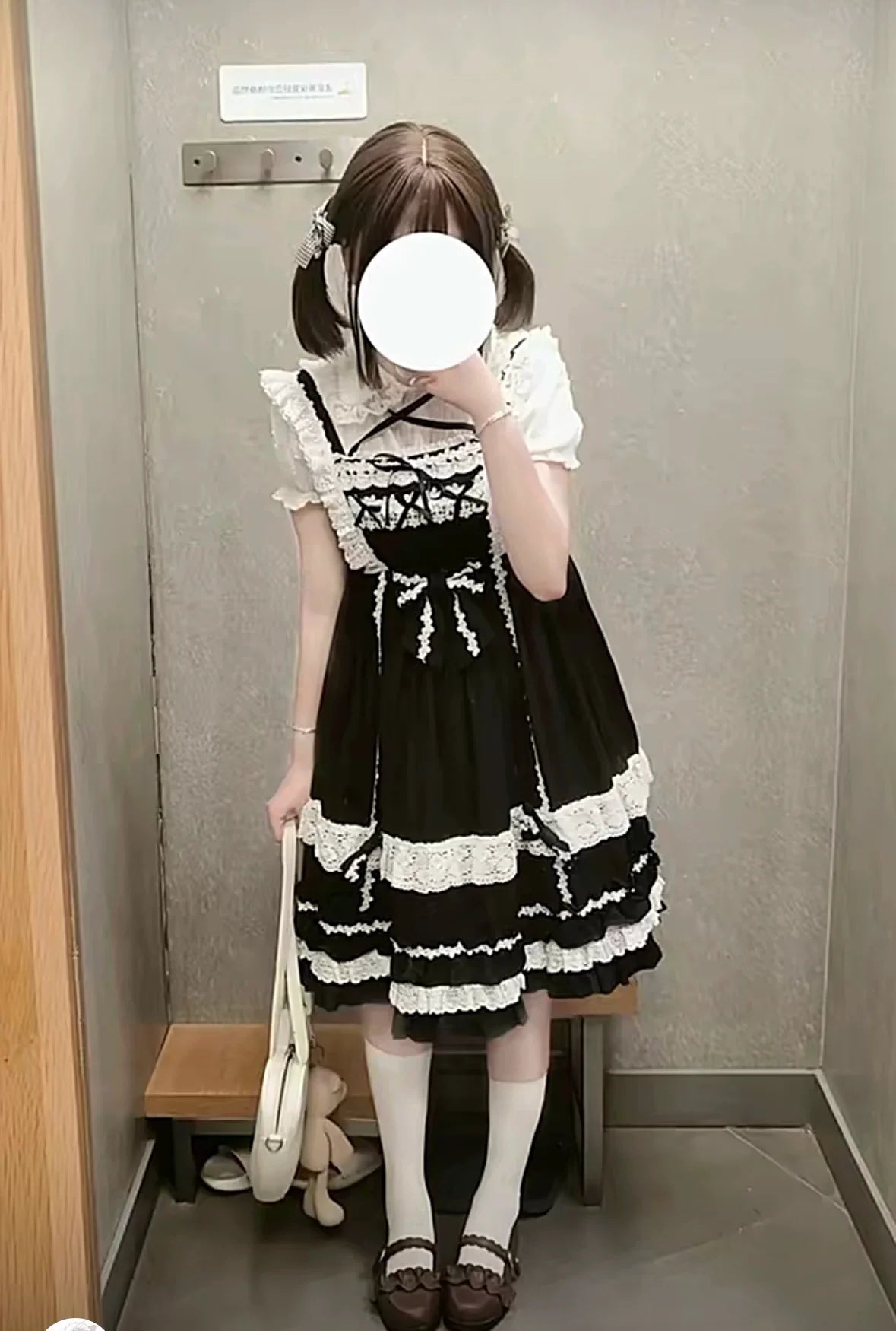 First Generation Doll - Black Old School Lolita Halter JSK Dress with Lace and Accessories - image 13