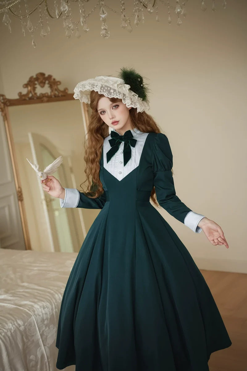 Donia Miss - Classic Lolita Faux Two-piece OP Dress, Back Zipper and Accessories - image 13
