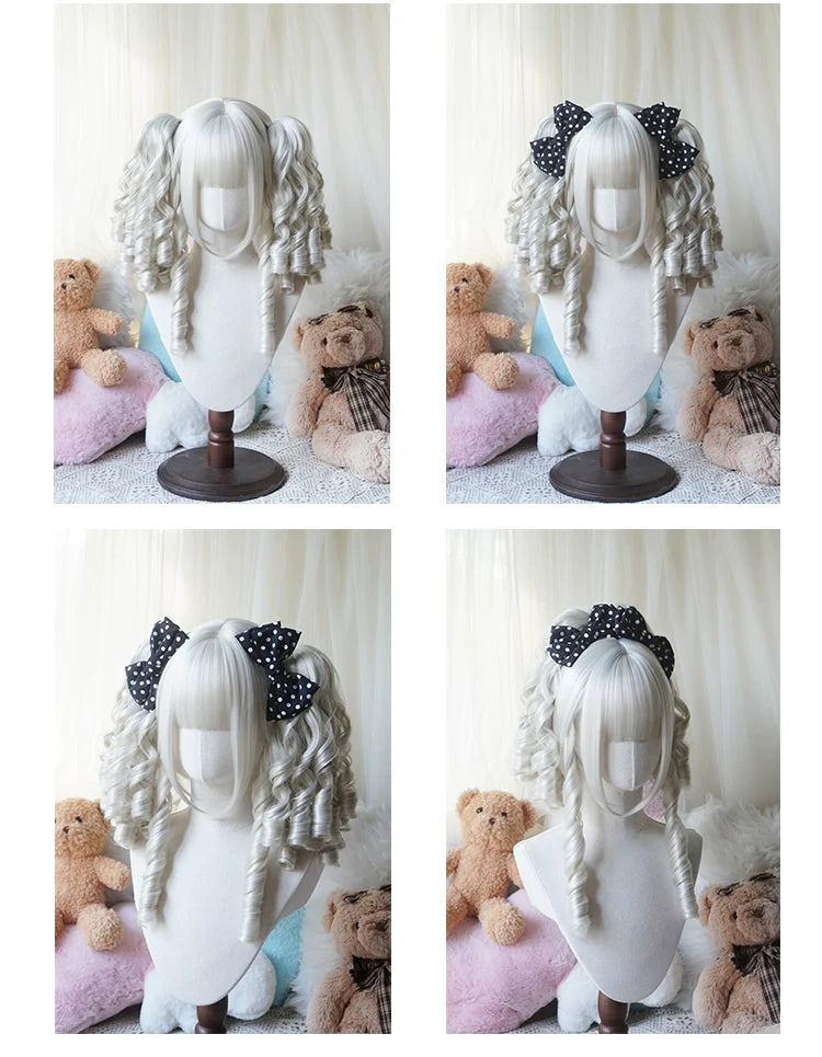 Solid Lolita Bob Wig With Detachable Curl Ponytail - image 3