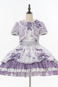 Music Flower Wall Purple Gramophone Print Bow Classic Lolita OP Dress - image 2