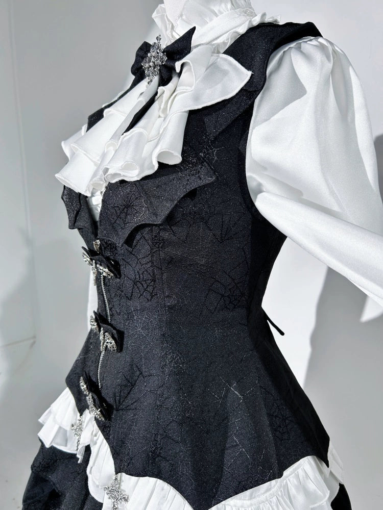 Bloodline Duke - Gothic Lolita SK Suit Spider Web Vest and Blouse - image 16