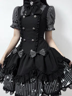 Dark Lord - Gothic Lolita Striped JSK Set, Skull Print - image 10