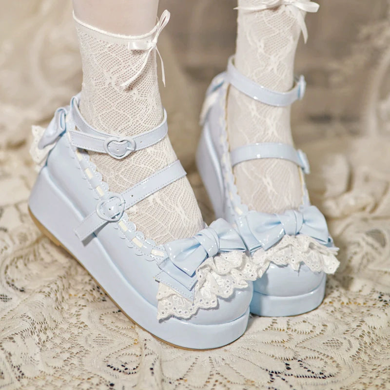 Milky Puff - Sweet Lolita Heels Shoes, Round Toe With Petite Wedge - image 12