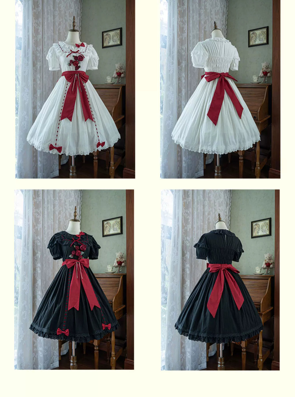 Moon Rose Poem - Classic Lolita OP Dress with 3D Rose Ornaments - image 4