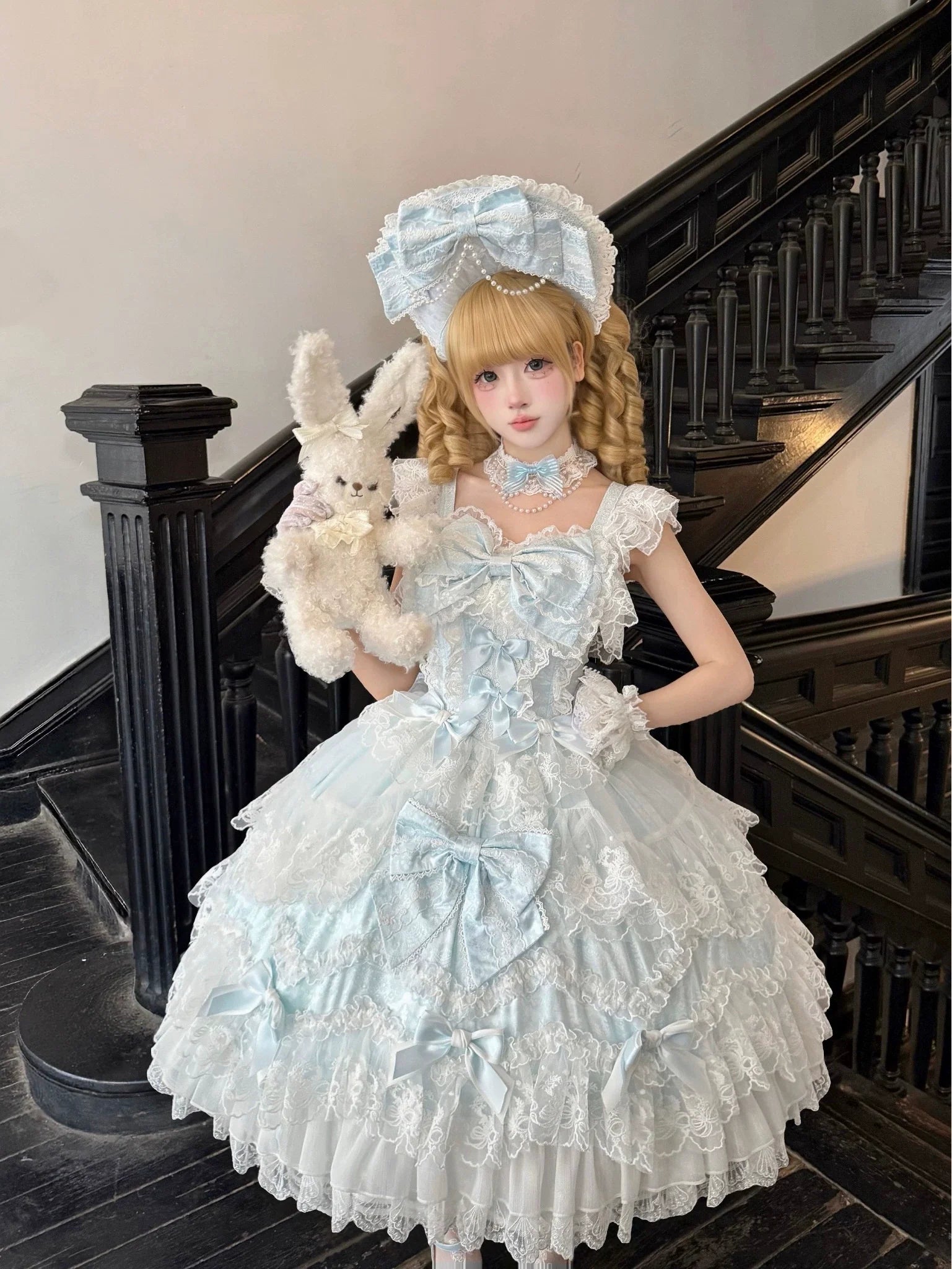 Sakura Blossom Dream - Dreamy Sweet Lolita JSK Dress, Abundant Lace & Bows - image 13