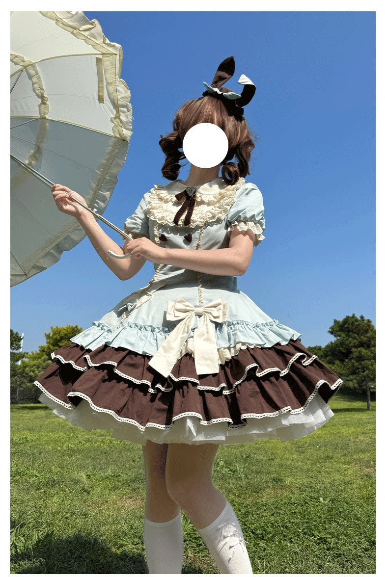 Creamy Bud - Old School Lolita OP Dress, Bunny Ear Heart Accent - image 12