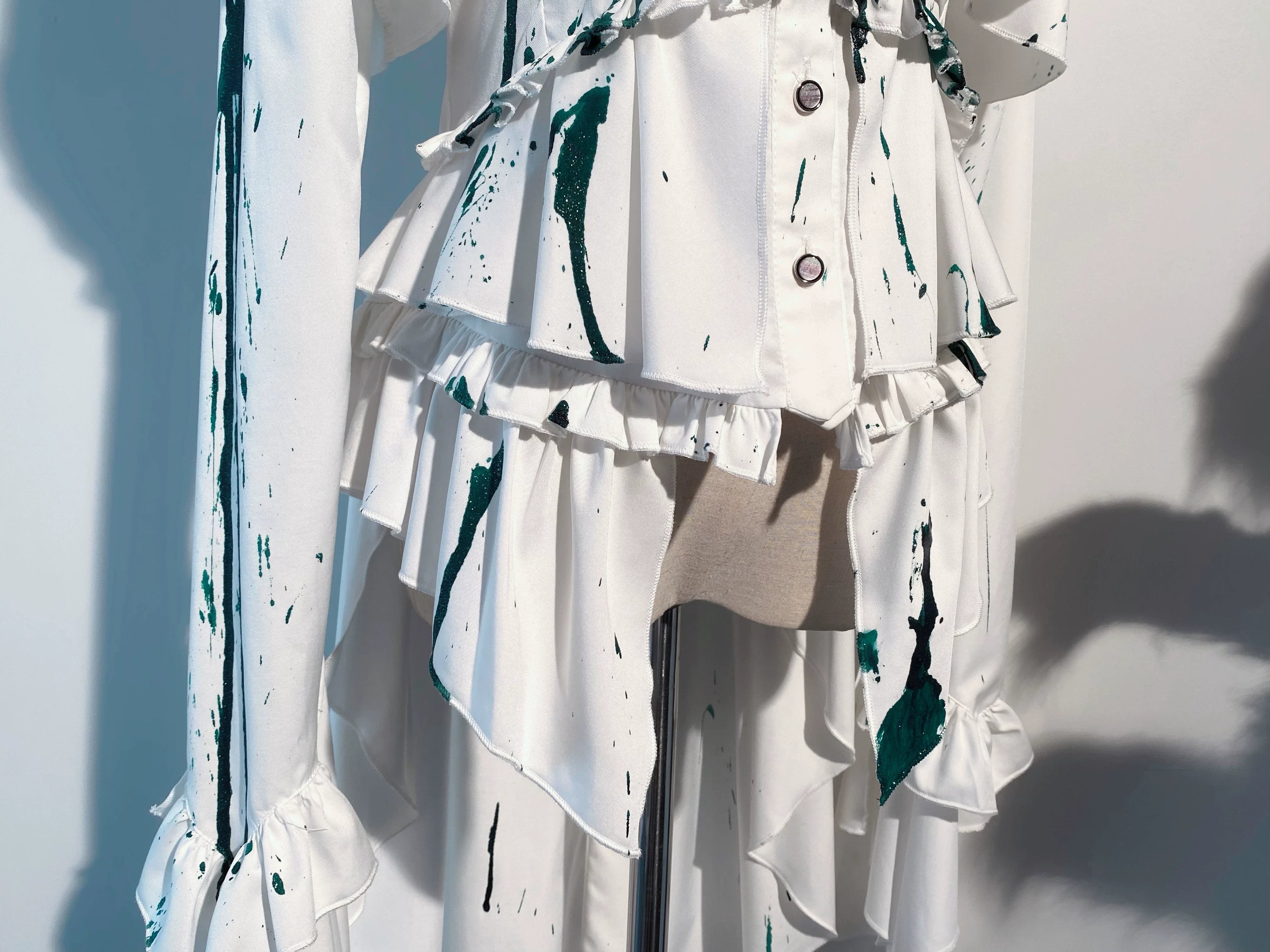 Echo of Deep Sea - Satin Ouji Lolita Trailing Blouse, Solid or Blood Stain Style - image 21