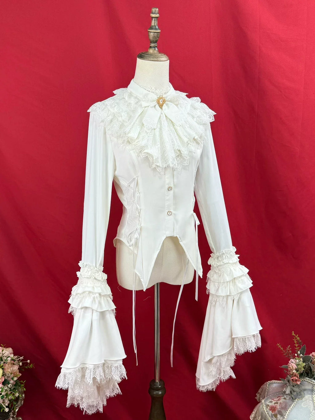 Broken Winged Bat - Gothic Lolita Shirt & SK Set, Bat-wing Shaped Hem - image 7
