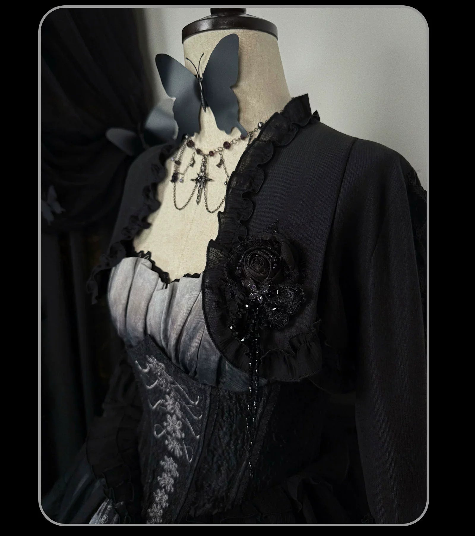 Bone-Eroded Butterfly - Gothic Lolita JSK & SK Set - image 53