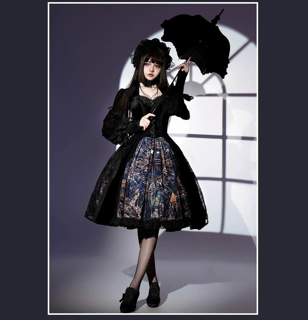 Night Traveler - Classic Gothic Lolita Dress with Stained Glass Window Print - image 32